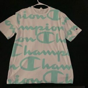 Mens white and teal champion t-shirt